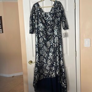 Brianna navy & silver gown